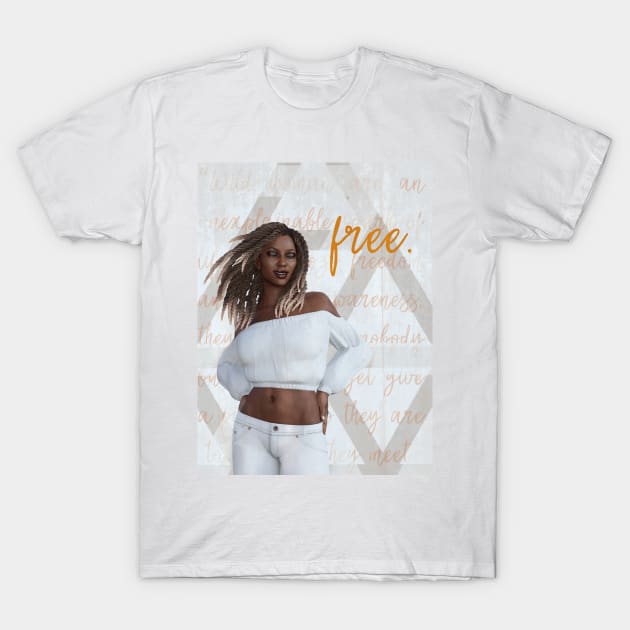 Carefree She (Rectangular Design) T-Shirt by monarchvisual